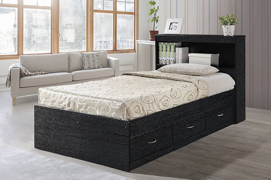 Amazon.com: Hodedah Twin-Size Captain Bed with 3-Drawers and